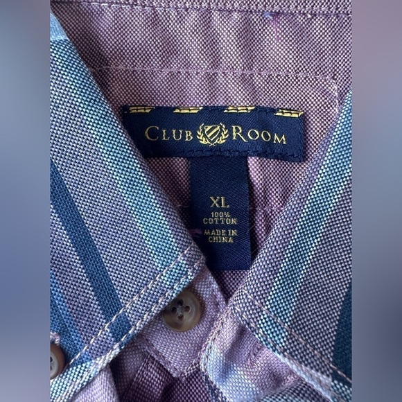 NWT Club Room Purple Blue Plaid Woven Long Sleeve Button Up Shirt Men’s XL - Picture 2 of 8